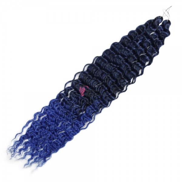 Extensie de par afro Deep Water Wave Twist Crochet de 80 cm Cod ADW1BBLUE Brunet cu Albastru